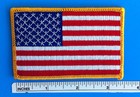 Usa American Flag Embroidered Patch Iron-on Sew-on Gold Border  3   X 2       