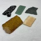 Lot Of 5 Rock Slabs Obsidian  Nephrite Jade  Coquina Jasper  White Onyx   Jasper