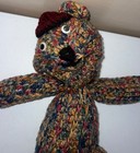 Multicolor Crocheted Plush Bear Stuffed Animal Toy 1 Leg Cute Fair Condition      