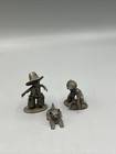 Lot Of 3 Hudson Pewter Figurines Miniatures Baseball  Cat  Child