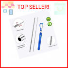 2 Pack Reusable Metal Straws Collapsible Stainless Steel Drinking Straw Travel P