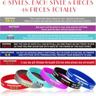 48 Pcs Bible Verses Bracelets Christian Inspirational Rubber Bracelets Religious