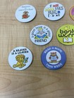 Vintage Book Library Reading Pin Pinback Badges  lot Of 8  Book Worm Reader