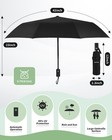 Hippih Compact Travel Umbrella - Black - Windproof Automatic Uv Protection