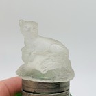 Vintage German Green Glass Inkwell Fox On Top   Please Read   Has A Few Issues