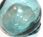 Japanese Blue Glass Fishing Net Float Buoy 4  Hand Blown Ball Bubbles Vintage