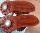 Vintage Etched Band Ricardo Horse Spurs Golden Brown Leather Straps