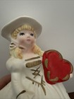 Rare Vintage  Japan Ceramic 6 5  Blonde Valentine Girl Planter Hearts Love