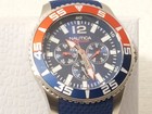 Nautica Red Blue Bezel Men s Day Date Quartz Watch Stainless Steel Wr 100 Meters