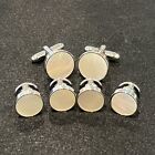 Round Mother Pearl Cufflinks And Dress Shirt Studs Set Men Wedding Essential