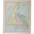 1891 Newfoundland Gulf St  Lawrence Atlantic  Map Antique Color Victorian Era 
