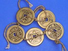 A String Of 5 Vintage Brass Chinese Cash Coins  Various Emperors  25mm   33372 