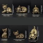 Brass Cat Figurine Yawning Kitten Statue Small Sculpture Home Decor Cute Gift