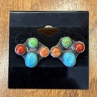 Vintage Native American Turquoise Earrings Sterling Silver Signed K c  Cook