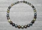 Hug 17 11-15mm Natural South Sea Genuine Black Gray White Round Pearl Necklace