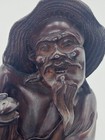 Chinese Hand Carved Wood Fisherman Figurine Jiang Ziya