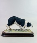 Vintage 1987 E Waugh Border Fine Arts Black   White Border Collie Dog Figurine