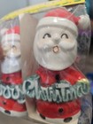 Vintage 60s Merry Christmas Santa Claus Salt Pepper Shakers Holiday Japan Mcm I