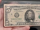 1988 A  5 Federal Reserve Note Print Error Back Ink Fold Over Front