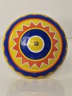 Vintage Tin Litho Spinning Top Toy Yellow Red Blue   White