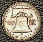 1956 Franklin Half Dollar  Gem Bu  Pretty Toning