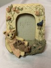 Resin Teddy Bear Floral Photo Frame 4x6 Portrait Freestanding  Beige
