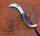El Valiente Mexican Tranchete  Saca Tripas 8  Rams Horn Knife  D2 Steel  Sheath