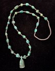 Antique Natural Raw Tibetan Turquoise Stones   Ancient Bell Necklace 