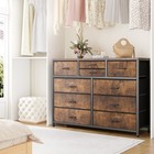 10 Drawers Dresser For Bedroom Chest Organizer Storage With 10 Fabric Drawers