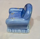 Vintage Porcelain Miniature Armchair   Ottoman Set Hand Painted Dollhouse Furnit