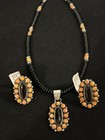 Ella Spencer Navajo Handmade Sterling Silver  Black Onyx   Orange Spiny Set