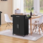 Kitchen Island On Wheels With Storage Cabinet Rolling Cart Microwave Stand Cart