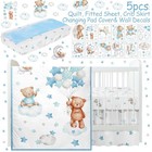 Mixweer 5 Pcs Crib Bedding Set For Toddlers Include Cloud Balloon Bear Theme    