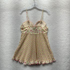 Y2k Vintage Babydoll Slip Dress Xl Yellow Ditsy Floral Mesh Coquette Fairy