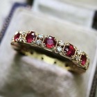 2ct Round Cut Lab Created Red Ruby Vintage Wedding Band Ring 14k Gold Finish