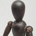 Vintage 13  Black Wood Artist Mannequin Lay Figure Jointed Metal Disc Tension