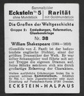 1930 s E-h  38 William Shakespeare  1564-1616  German Tobacco Card