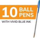 Pack Of 10 Ballpoint Pen - Blue Ink Ball Point Pens For Office Writing School