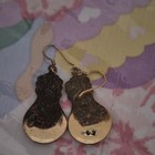 Artisan Handcrafted Lightbulb Dangle Earrings Enamel Metal Gold Green Purple