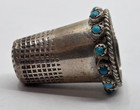 Navajo Vintage Sterling Silver Turquoise Sewing Finger Thimble