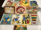 12 Vintage Playskool Fisher Price Wooden Puzzles Puzzle Lot Alphabet Wood W rack