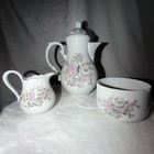 Vintage Bavaria Germany Floral Tea Set     Teapot Sugar Creamer 6 Cups   Saucers