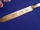 Vintage Mop Handle Bread Knife Hf   Co Embossed Flower Blade Read Description