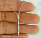 1ct Round Cut Diamond Vertical Bar Pendant Necklace 14k White Gold Finish
