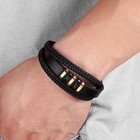 Men Genuine Leather Braided Bracelet Stainless Steel Magnetic Clasp Punk Jewelry