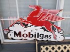 Vintage Large Mobil Mobilgas Pegasus Gasoline Gas Service Station Porcelain Sign