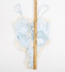 Vintage Delicates Teddy Sheer Satin Lace Bodysuit Lingerie Blue Sz  Small