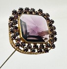 Antique Hatpin Exquisite Amethyst Glass Long Lovely Quality Collectible