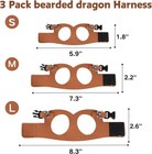 3 Pack Bearded Dragon Harness And Leash Set - Adjustable Soft Leather Lizard Har