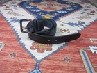 Rrl Double Rl Vintage Black Leather Belt Patterns With Silver Needle Buckle